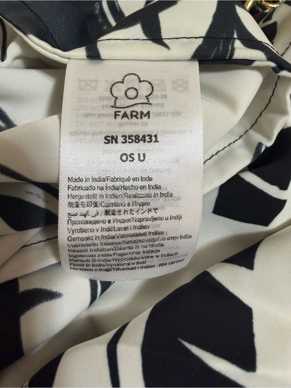 Farm Rio Black And White Palm Trees Scarf Tote Bag
